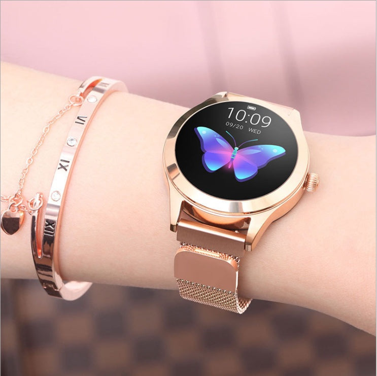 LUNIVA CARE USA smart fitness band activity tracker with step counter rose gold on wrist display butterfly