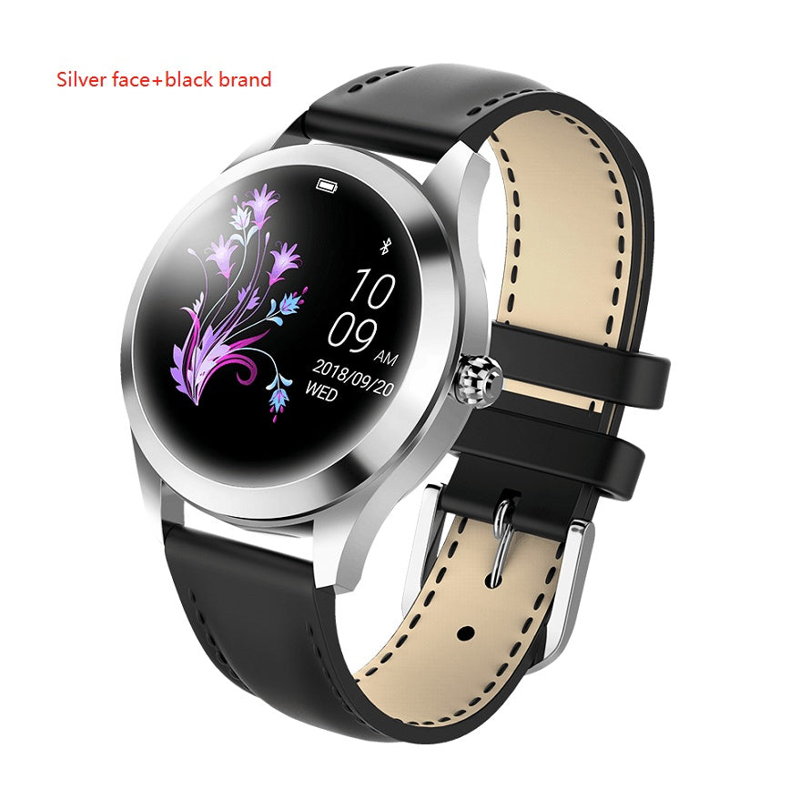 Luniva Care USA smart fitness band with silver face and black strap featuring activity tracker with step counter