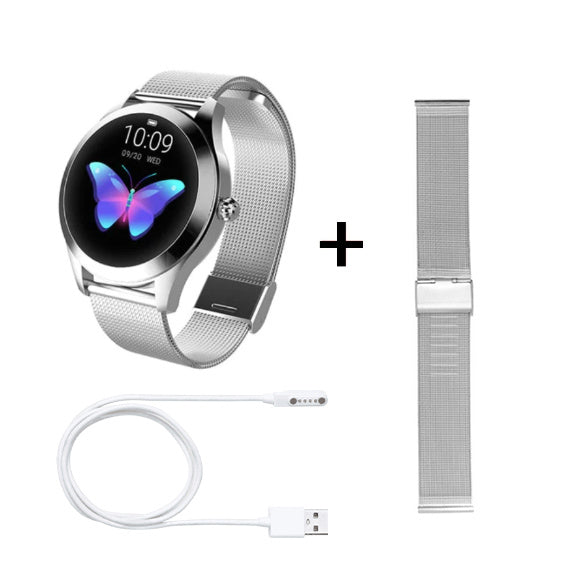 LUNIVA CARE USA silver smart fitness band with butterfly display activity tracker with step counter and extra strap