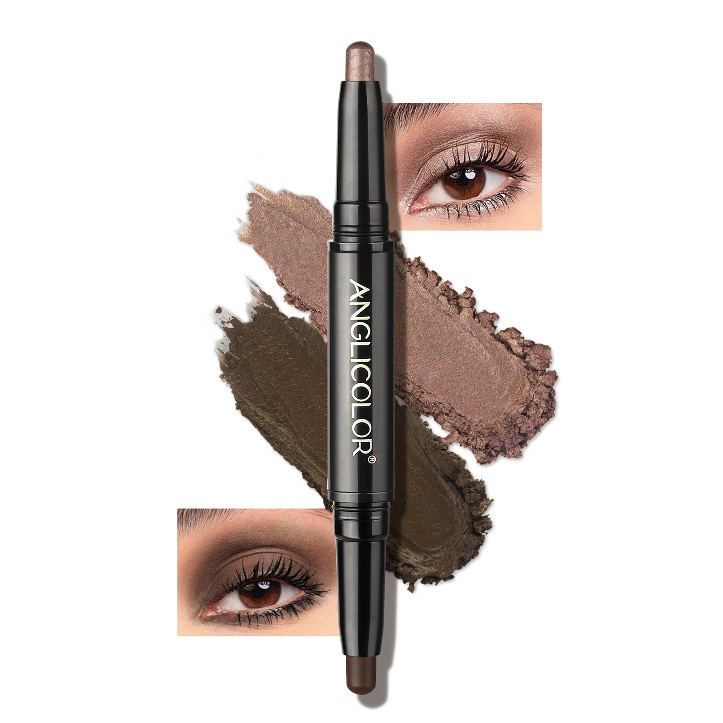 LUNIVA CARE USA double-headed eyeshadow stick with brown and taupe shades for versatile eye makeup