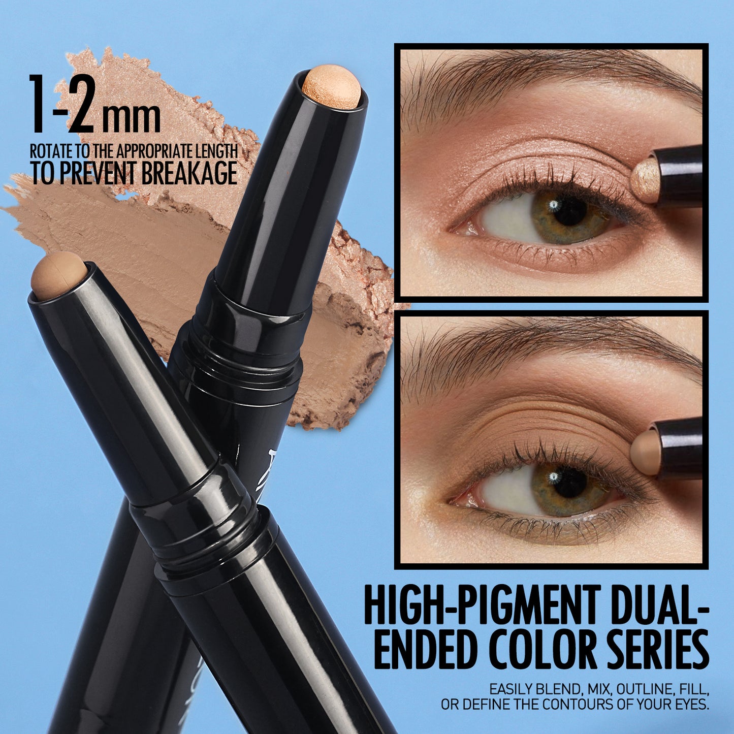 LUNIVA CARE USA double-headed eyeshadow stick with high-pigment dual-ended color for easy blending