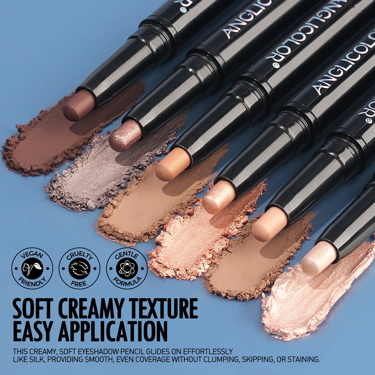 LUNIVA CARE USA double-headed eyeshadow stick with soft creamy texture in various neutral shades