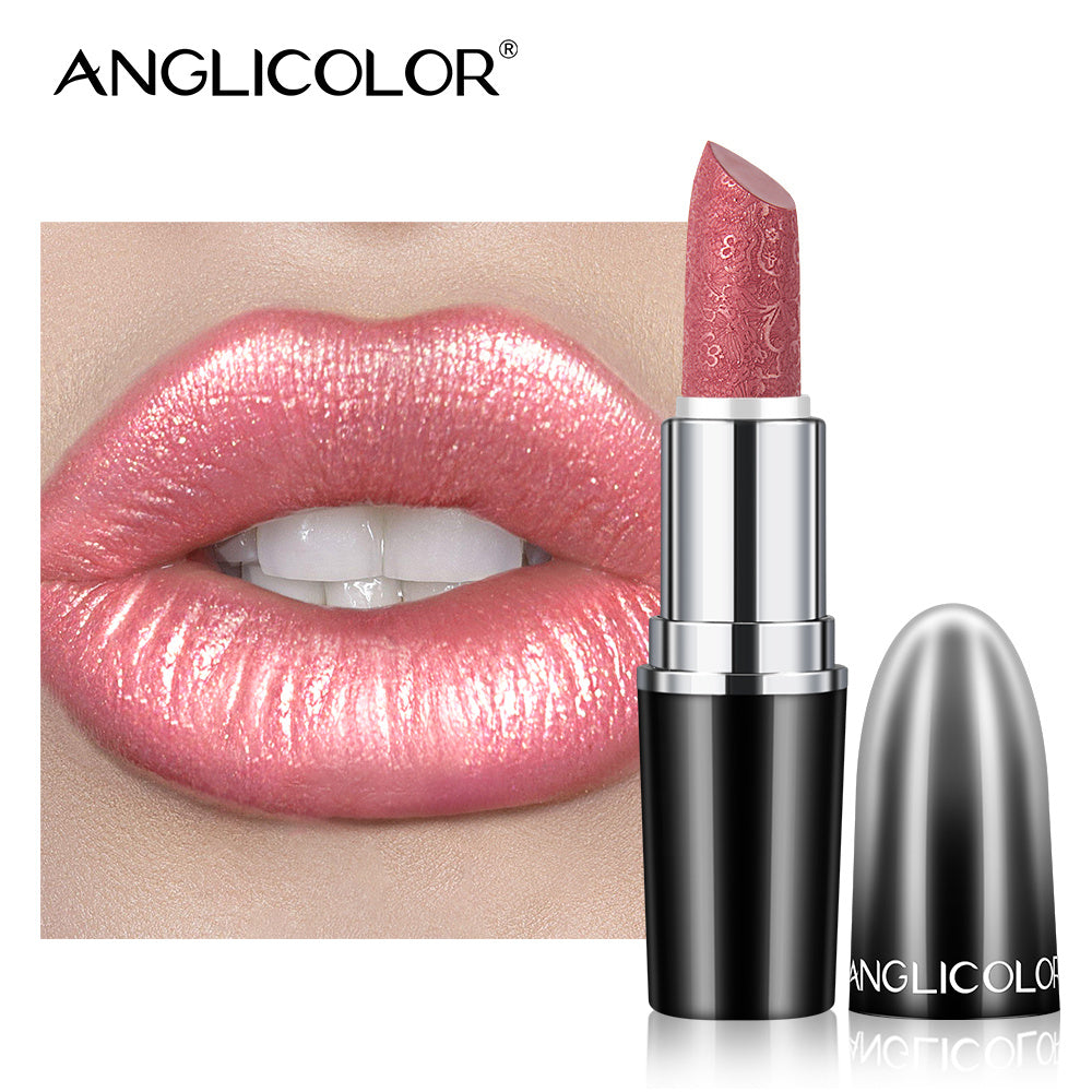 LUNIVA CARE USA smudge-proof lipstick for women in shimmering pink shade with sleek black silver tube