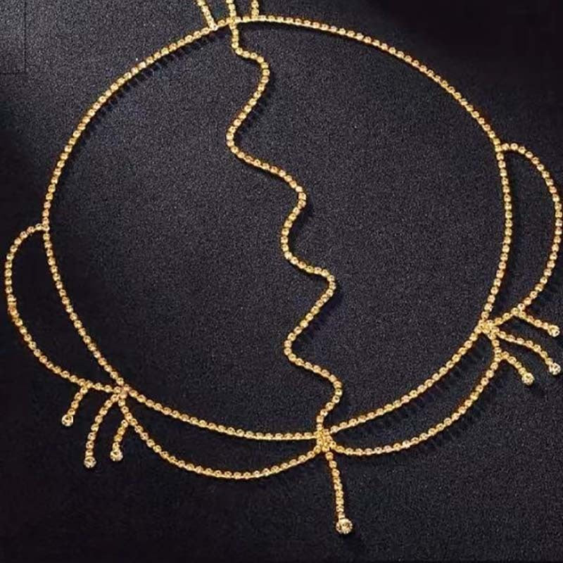 LUNIVA CARE USA bridal water diamond forehead chain in gold with intricate design for festival accessories
