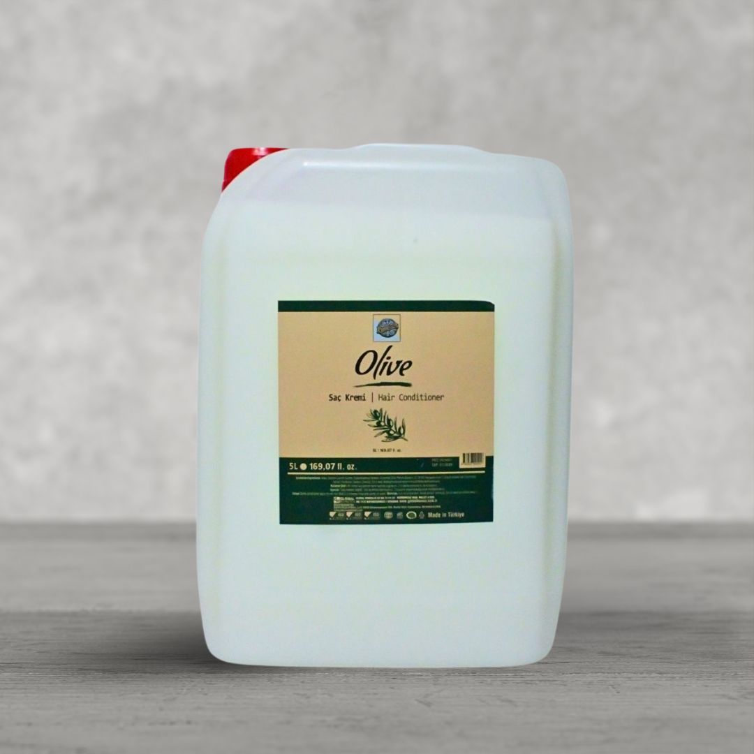 Luniva Care USA gluten free olive conditioner bulk refill in large white container for hotel use