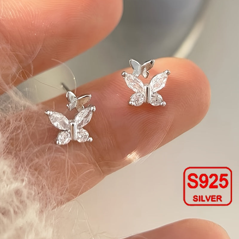 LUNIVA CARE USA 925 silver earrings for sensitive skin with butterfly design in sterling silver
