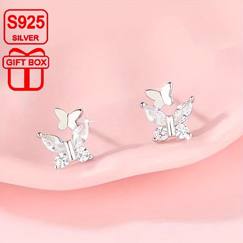 LUNIVA CARE USA 925 silver earrings for sensitive skin butterfly shaped sterling silver studs