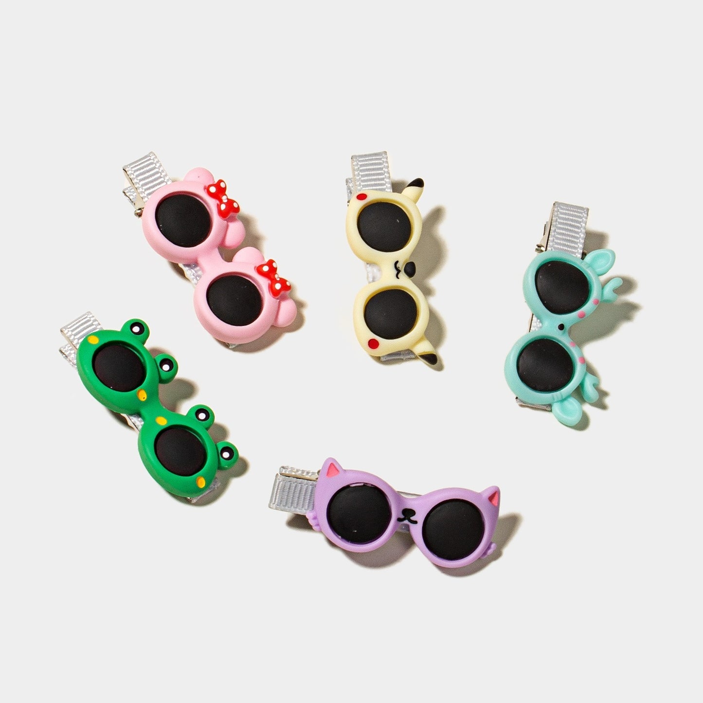 LUNIVA CARE USA cartoon glasses hairpins for girls in pink, yellow, green, purple, and blue designs