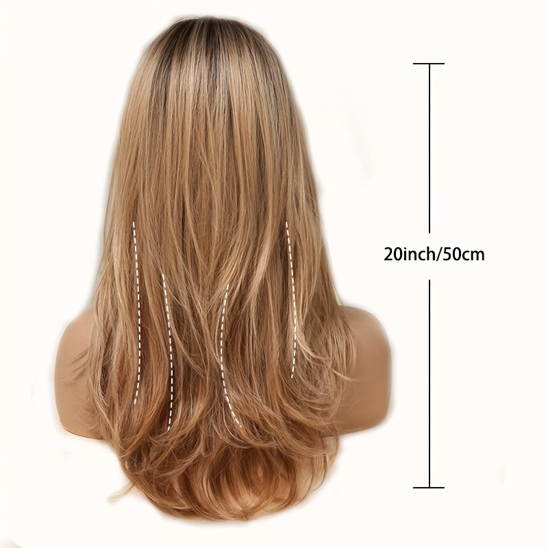 LUNIVA CARE USA synthetic wig with bangs for daily wear long blonde curly hair 20 inch length