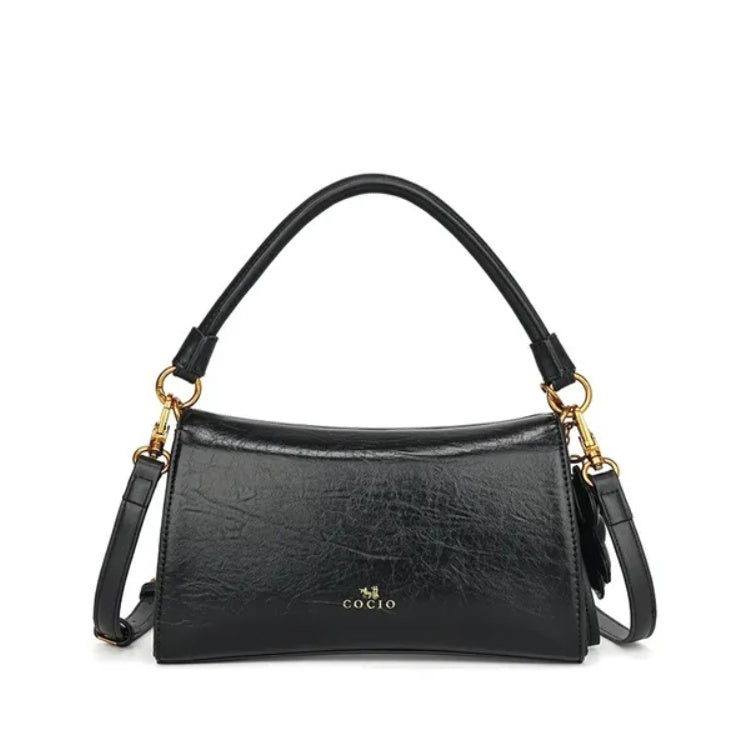LUNIVA CARE USA black women's small purse with dog charm shoulder bag with gold hardware