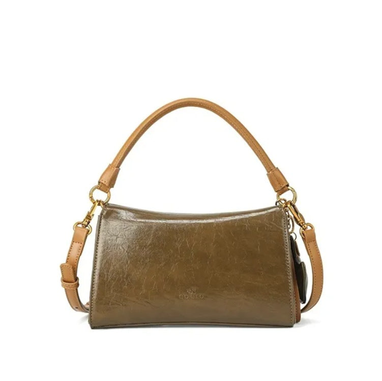 LUNIVA CARE USA small purse with dog charm women's shoulder bag in brown leather