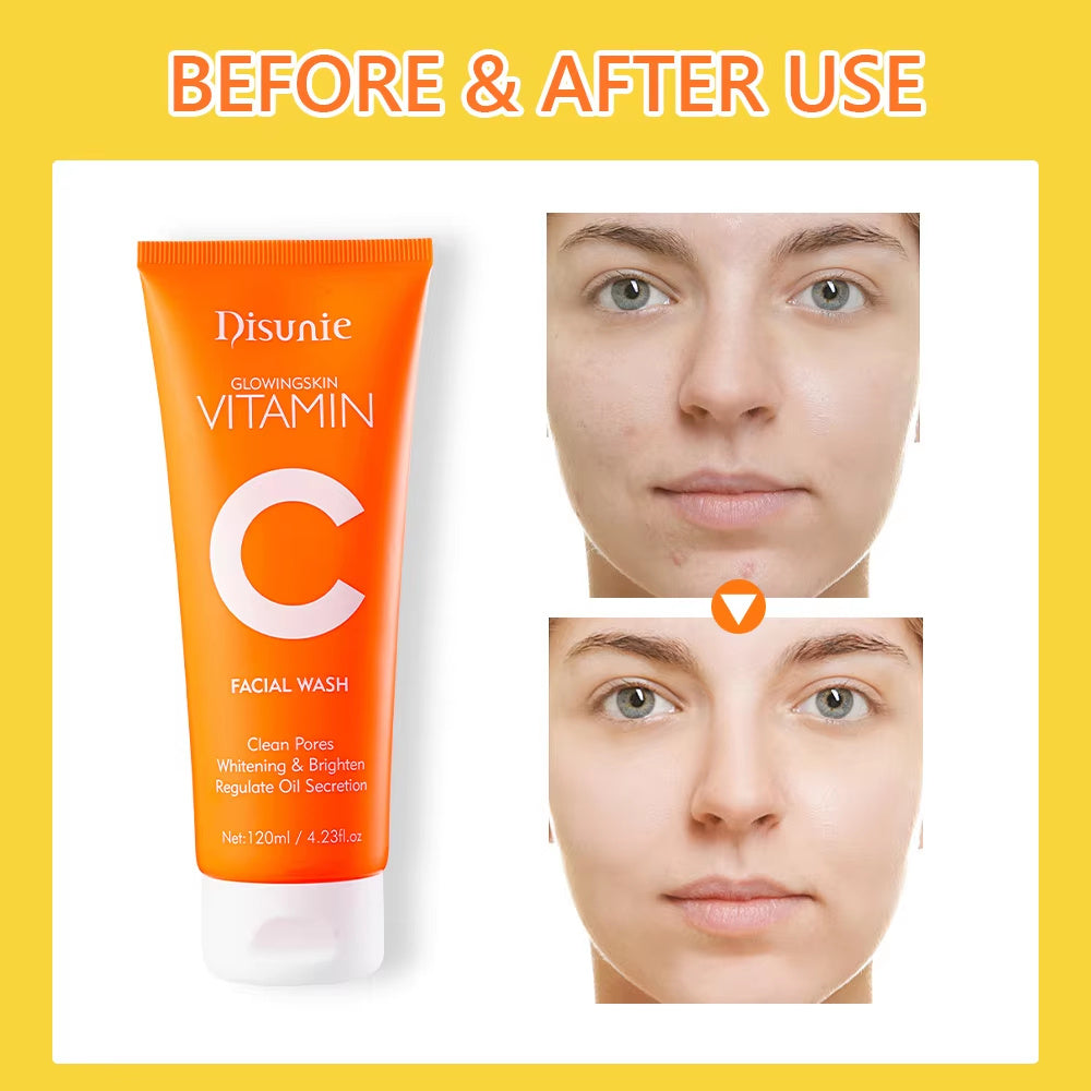 LUNIVA CARE USA vitamin C face wash for glowing skin with before and after facial results