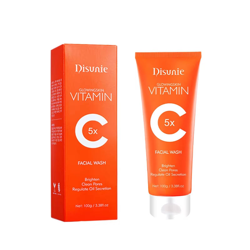 Luniva Care USA Disunie Vitamin C face wash for glowing skin in orange tube and box packaging