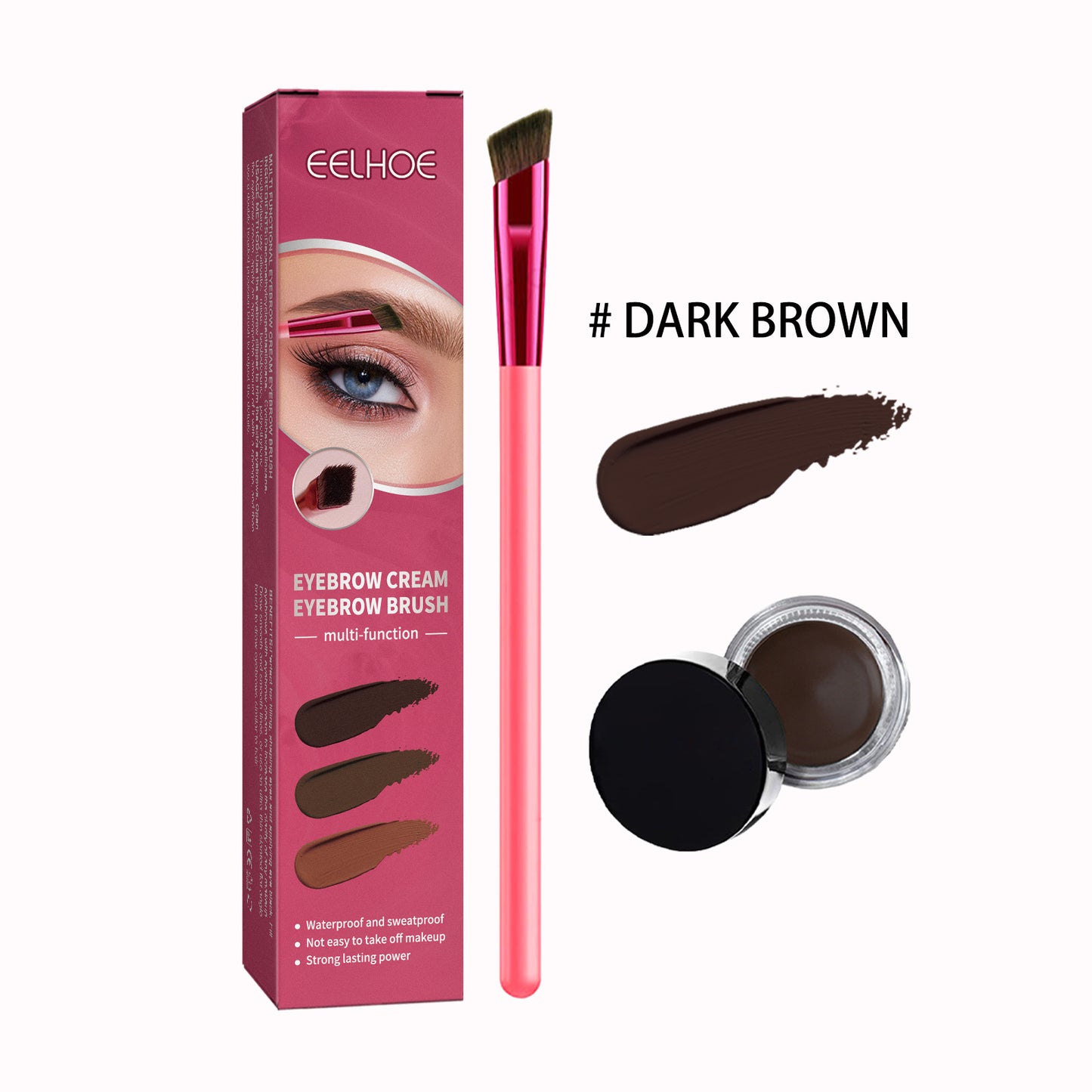 LUNIVA CARE USA eyebrow makeup tools for natural look with dark brown eyebrow cream and angled brush