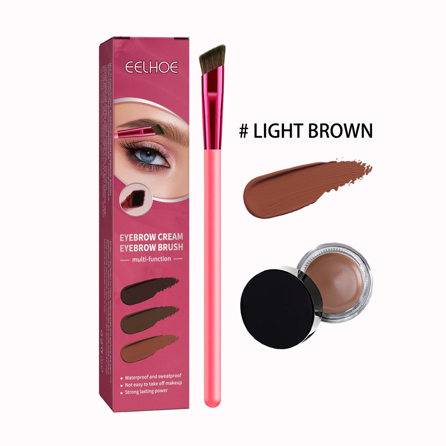 LUNIVA CARE USA eyebrow makeup tools for natural look light brown eyebrow cream and angled brush set