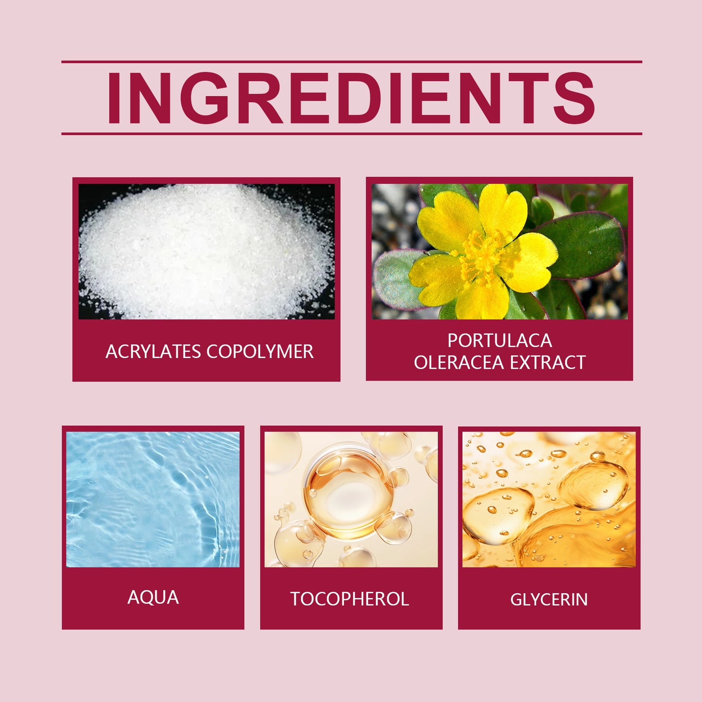Ingredients of LUNIVA CARE USA glitter highlighter spray including acrylates copolymer, portulaca oleracea extract, aqua, tocopherol, and glycerin