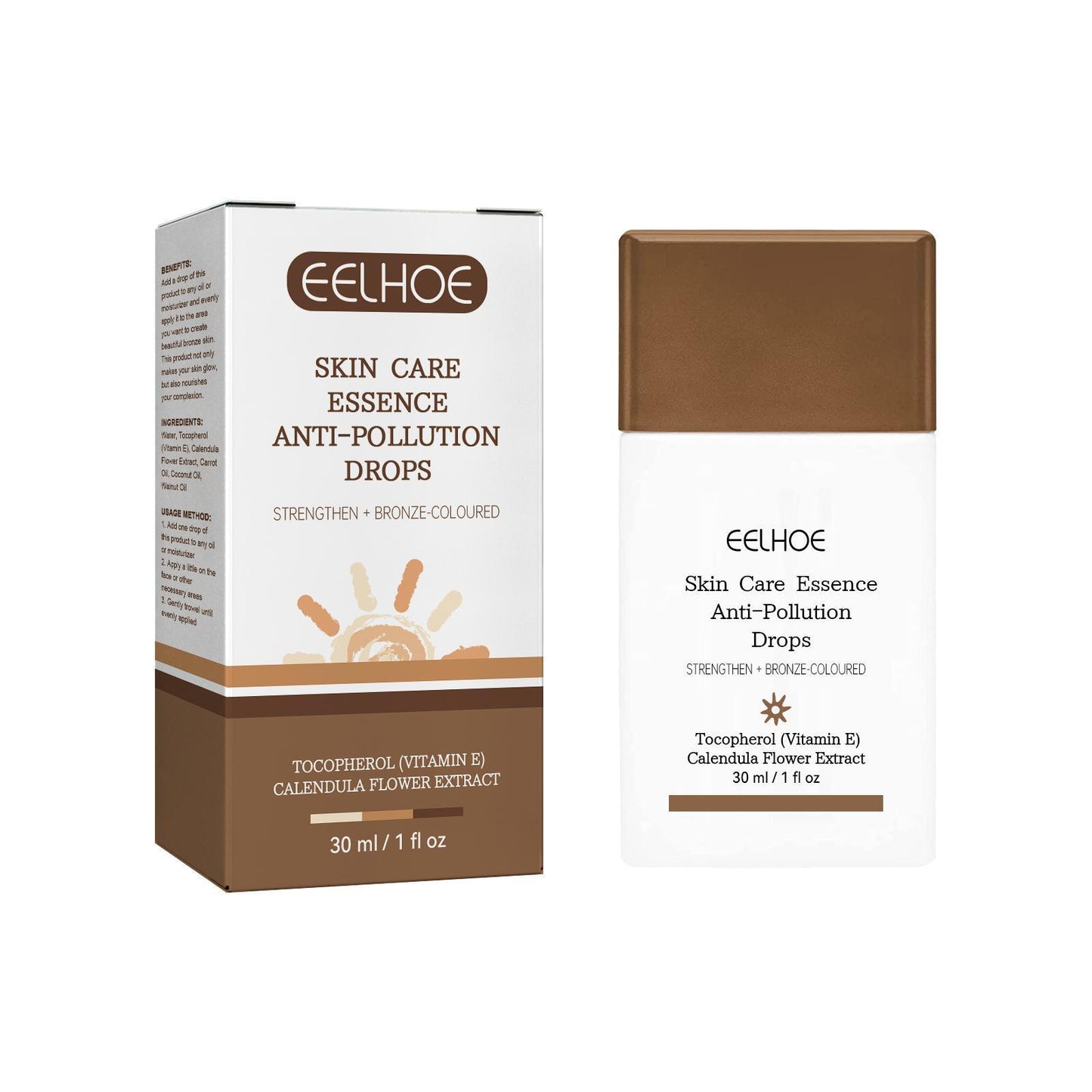 EELHOE Skin Care Essence Anti-Pollution Drops by LUNIVA CARE USA with Tocopherol and Calendula Flower Extract self tanning cream for glowing skin