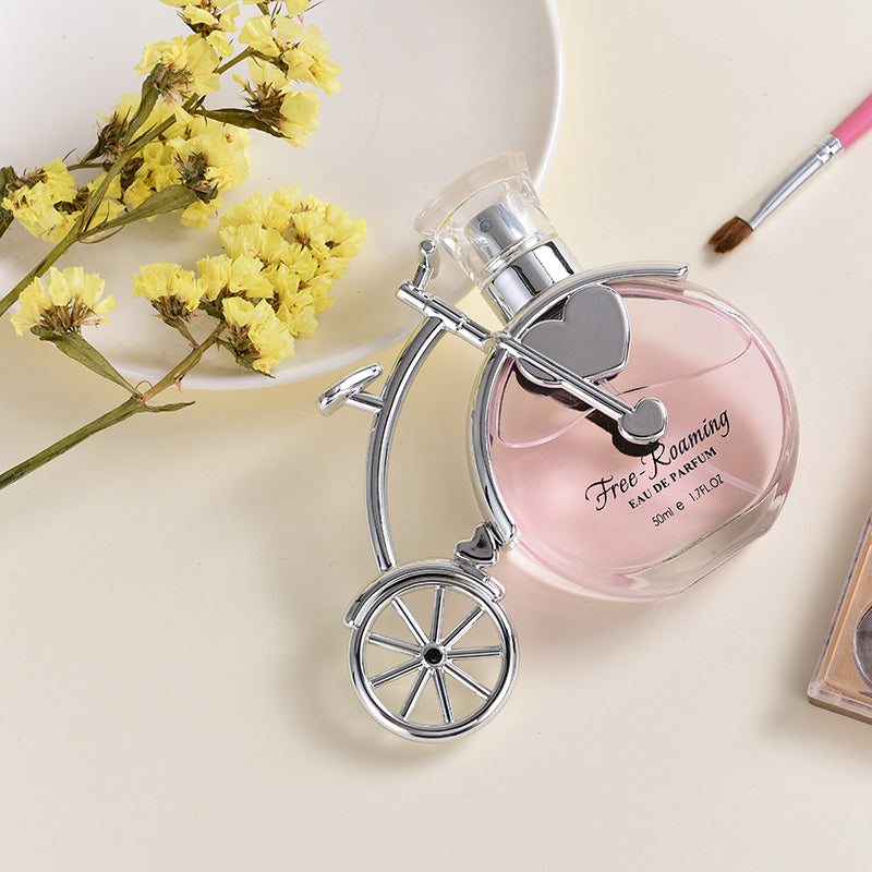 LUNIVA CARE USA floral unique gift perfume for her in a pink bottle with bicycle design