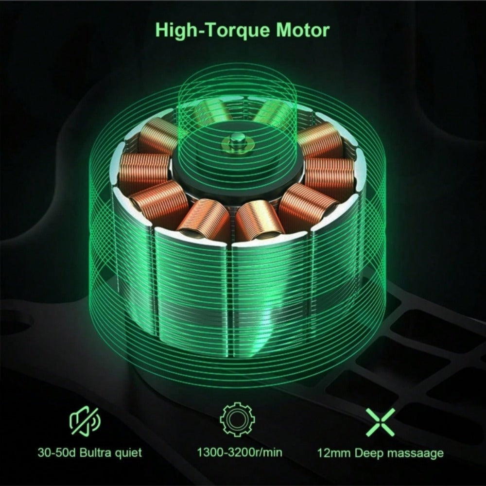 High-torque motor of LUNIVA CARE USA deep tissue massage gun with quiet operation and deep 12mm massage