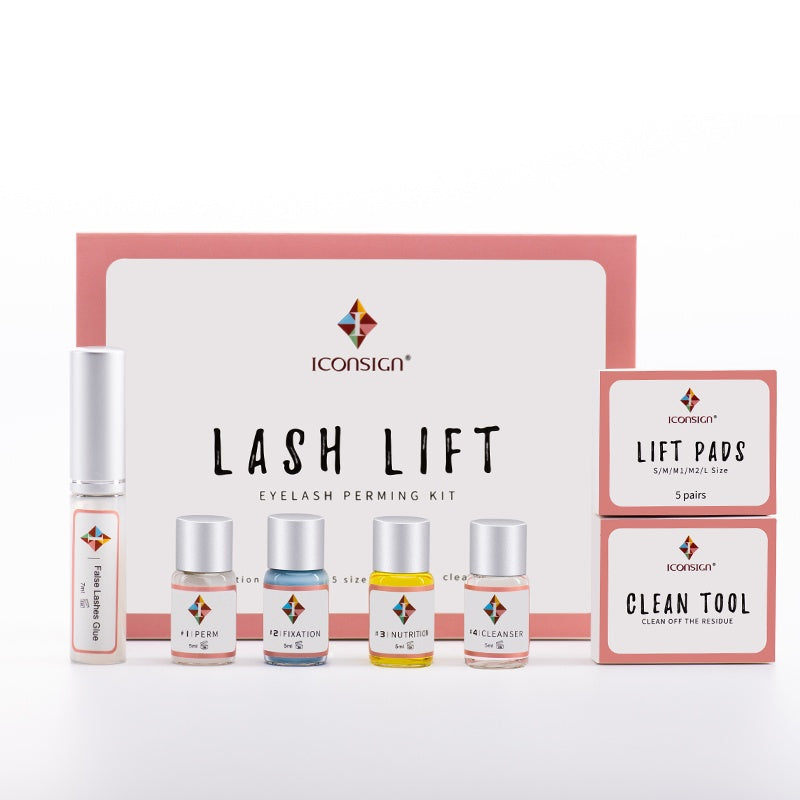 LUNIVA CARE USA professional eyelash lifting set with perm, fixation, nutrition, cleanser bottles and lift pads