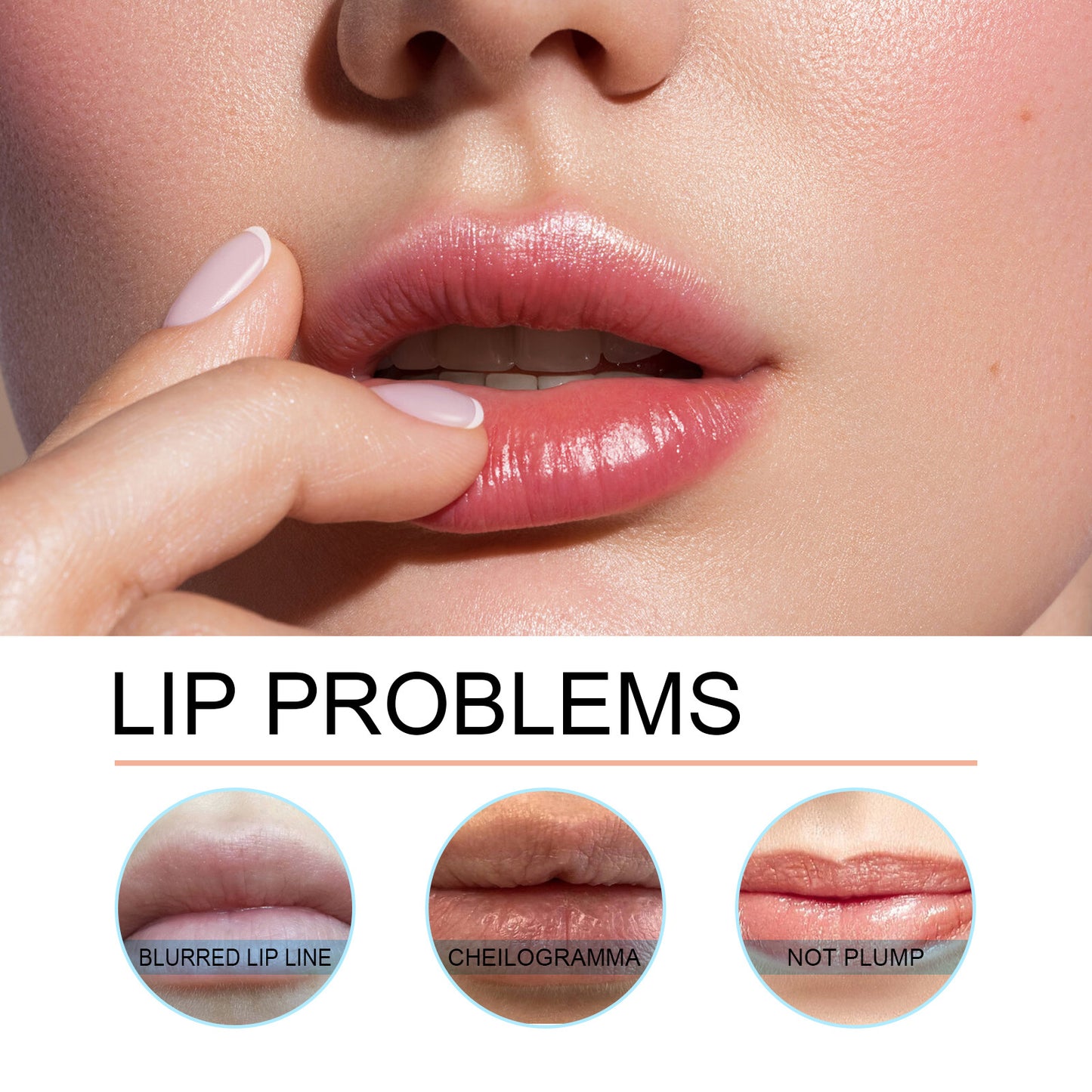 Close-up of lips with smooth finish illustrating the effectiveness of LUNIVA CARE USA peel-off lip liner for lip problems