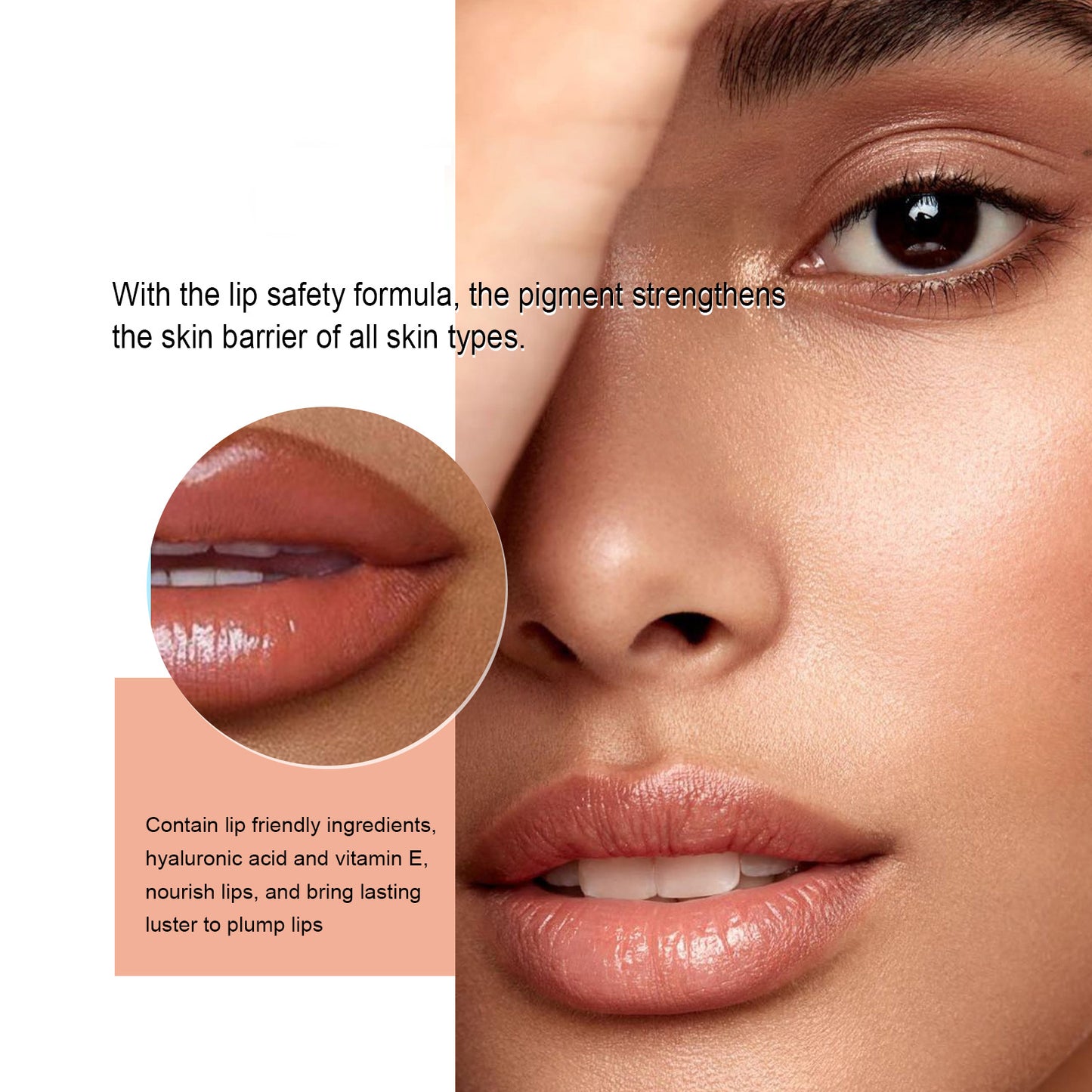 LUNIVA CARE USA peel-off lip liner applied on lips showing natural color and smooth finish