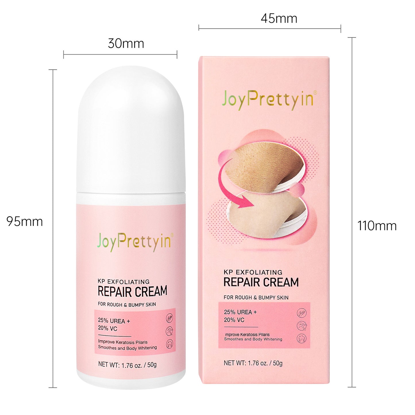 JoyPrettyin KP exfoliating repair cream for rough and bumpy skin chicken skin cream for keratosis pilaris in pink packaging