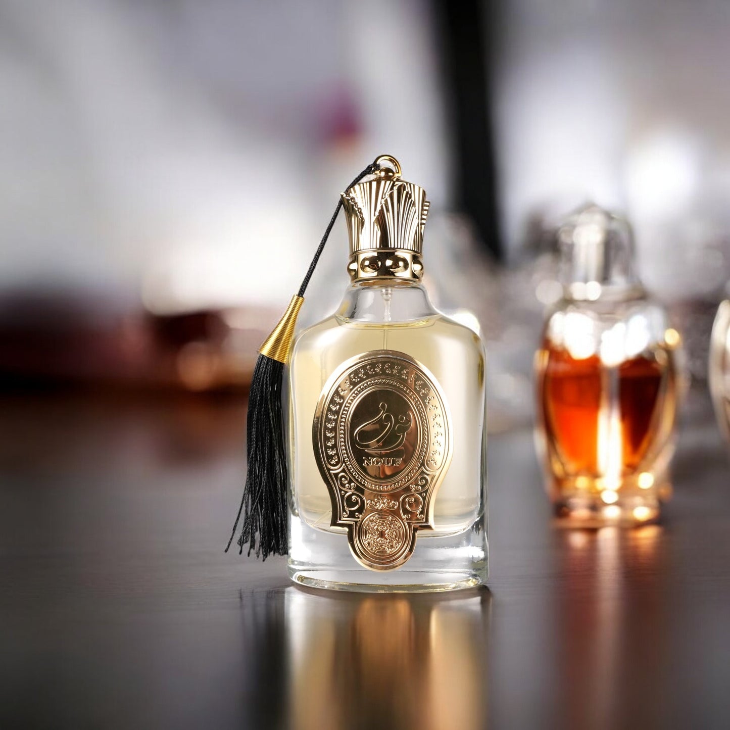 LUNIVA CARE USA luxury fragrance for women niche perfume bottle with gold ornate cap and black tassel