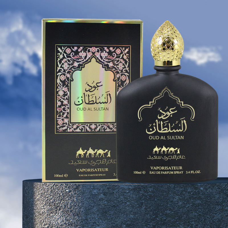 LUNIVA CARE USA Arabic fragrance for daily wear Oud Al Sultan unisex perfume in elegant black and gold bottle with matching box