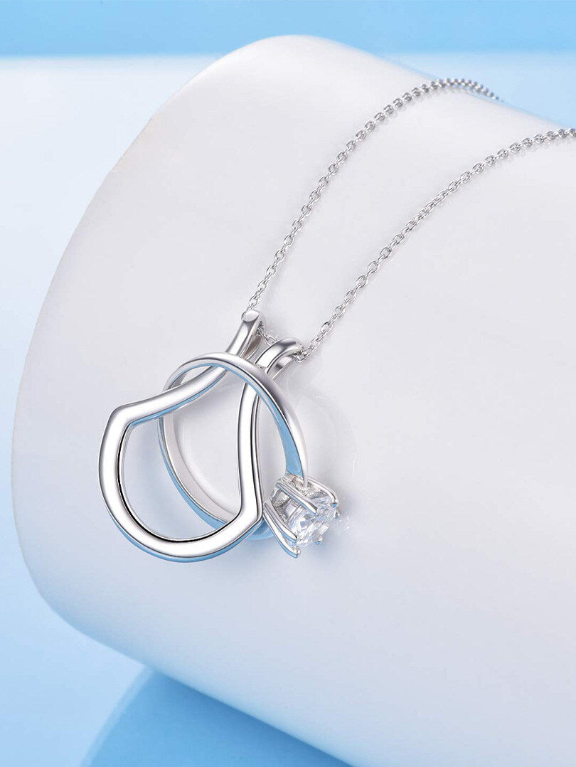LUNIVA CARE USA silver pendant necklace with ring holder design elegant jewelry gift for her