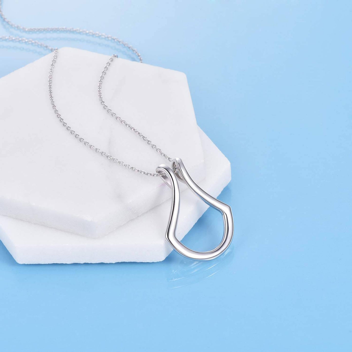LUNIVA CARE USA silver pendant necklace on white marble plate elegant jewelry gift for her