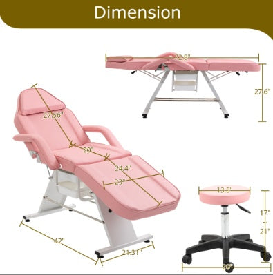 LUNIVA CARE USA professional salon recliner chair in pink with adjustable reclining and matching stool