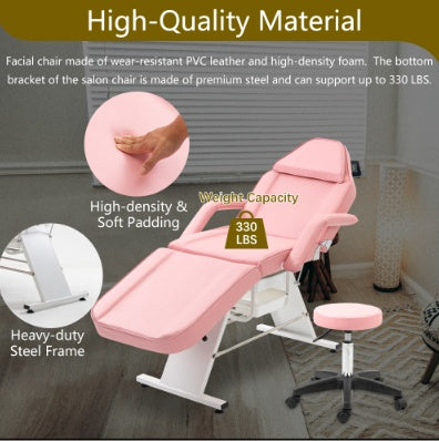 LUNIVA CARE USA professional salon recliner chair in pink with high-density padding and heavy-duty steel frame
