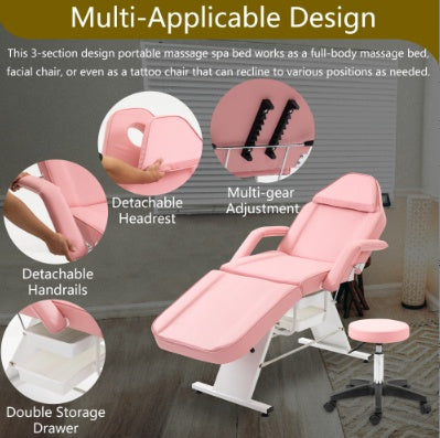 LUNIVA CARE USA professional salon recliner chair in pink with adjustable headrest and detachable handrails