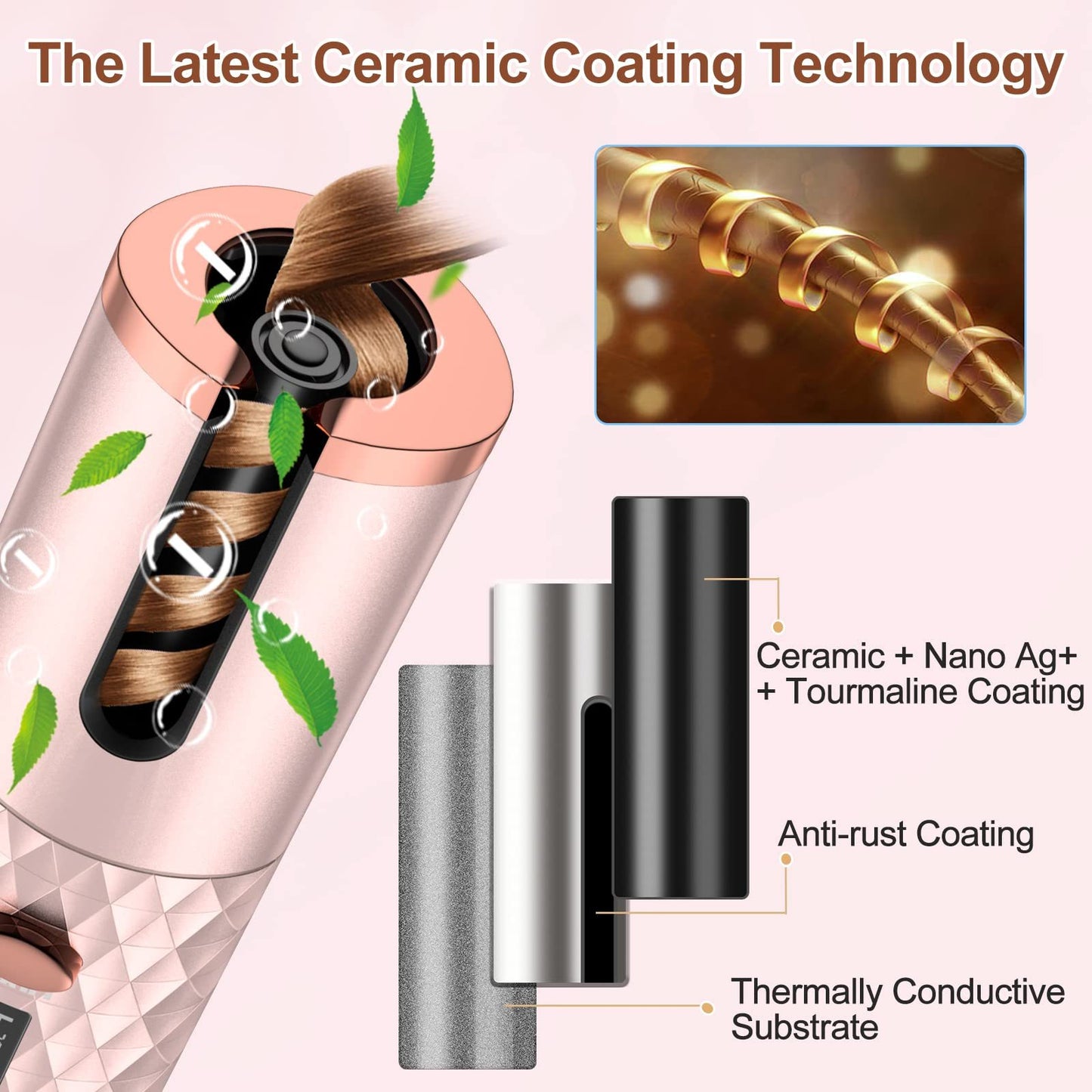 LUNIVA CARE USA quick styling hair curler for travel with latest ceramic coating technology and anti-rust finish