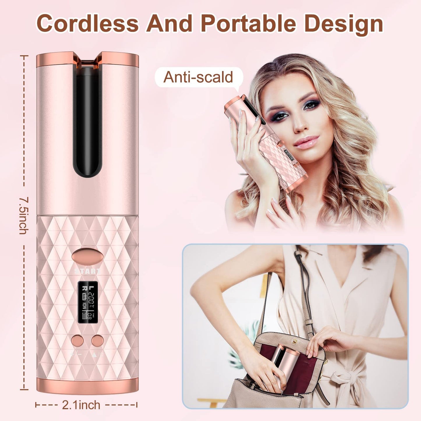 LUNIVA CARE USA quick styling hair curler for travel with cordless portable design and anti-scald feature