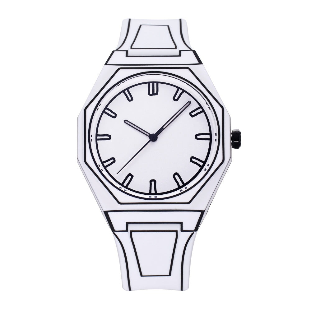 LUNIVA CARE USA unisex stylish waterproof timepiece with graphic design in black and white cartoon style