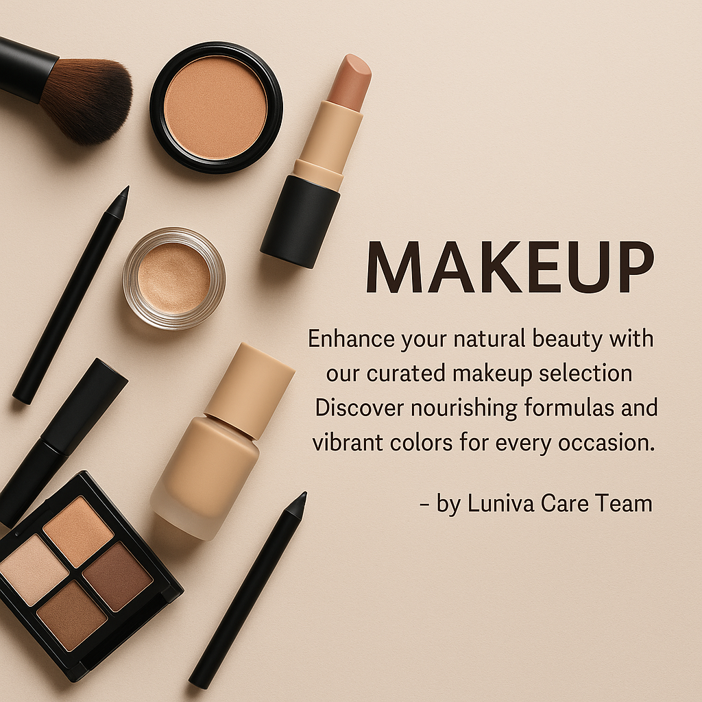 Best natural makeup selection featuring foundation, lipstick, eyeshadow, and brushes for radiant beauty