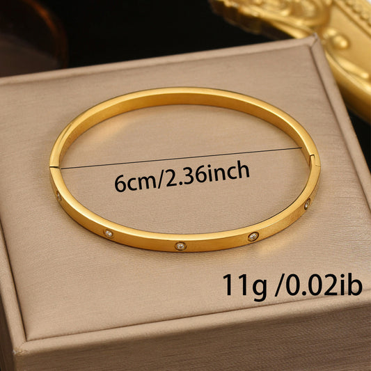 18K gold plated bracelet for women with minimalist design and small stones by LUNIVA CARE USA