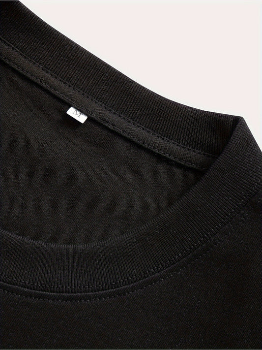 Close-up of black fabric neckline detail of American printed summer t-shirt by LUNIVA CARE USA