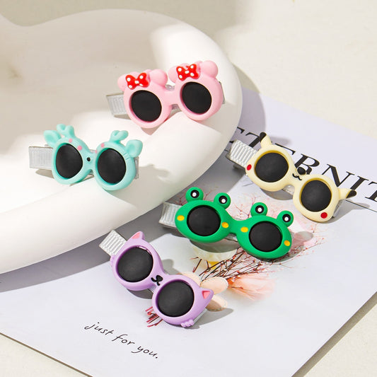 LUNIVA CARE USA cartoon glasses hairpins for girls with colorful animal designs and duckbill clips