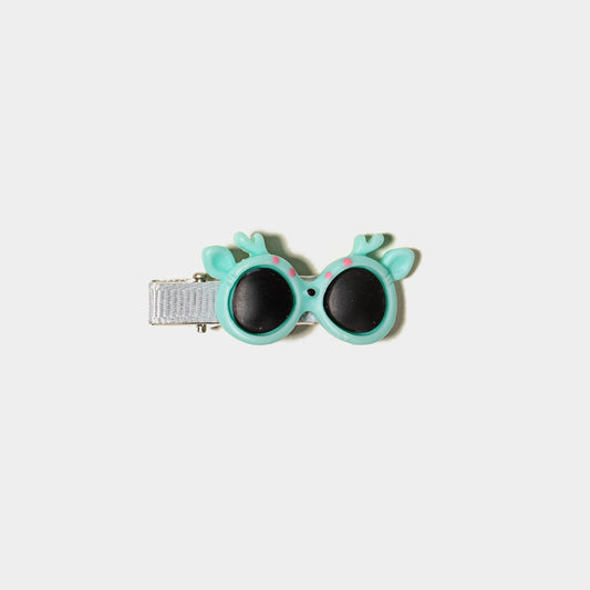 LUNIVA CARE USA cartoon glasses hairpins for girls in mint green with black lenses and pink dots