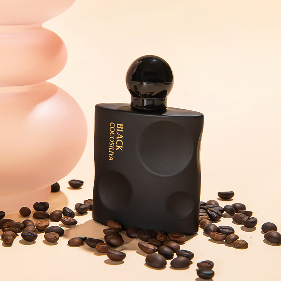 Luniva Care USA Black Cocosilya women's niche perfume surrounded by coffee beans best perfume for seductive presence