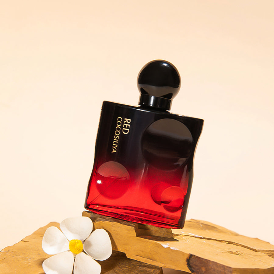 Luniva Care USA best perfume for seductive presence women's niche fragrance Red Cocosilva bottle on wooden surface