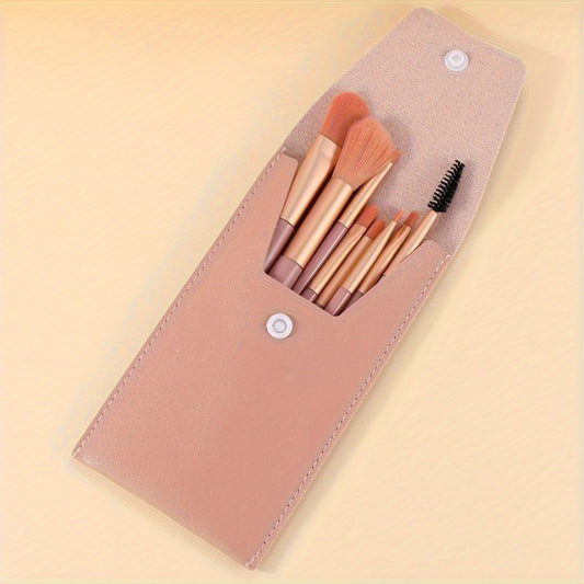 LUNIVA CARE USA compact eye makeup brush kit with pink case and multiple gold-handled brushes