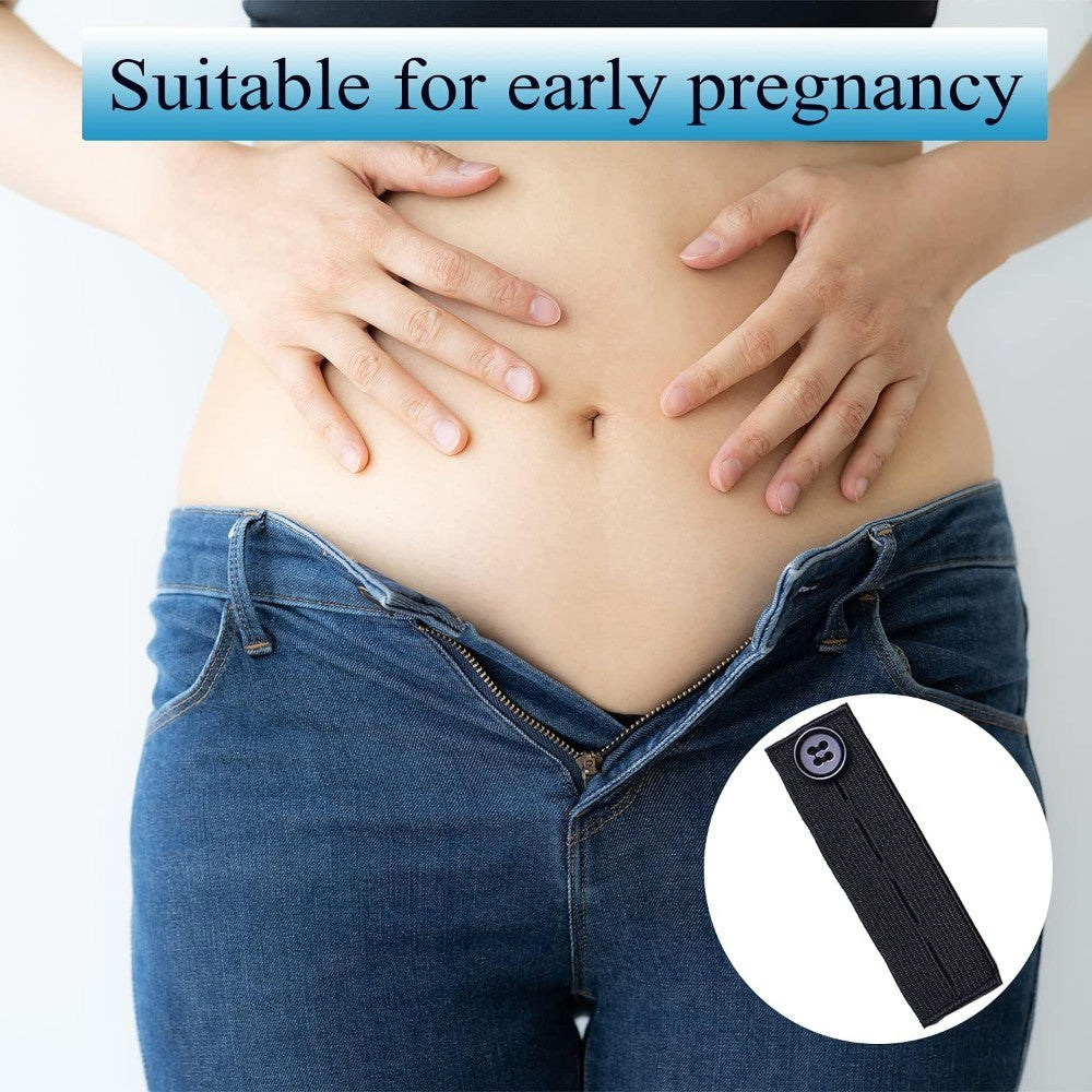 LUNIVA CARE USA adjustable belt extension buckles shown on jeans for early pregnancy comfort