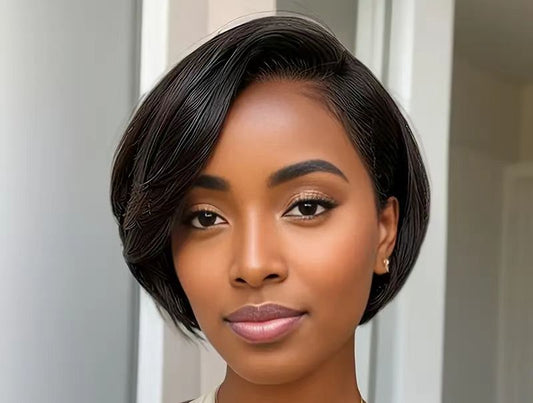 LUNIVA CARE USA easy wear human hair wig for sensitive scalp with a sleek, short bob style