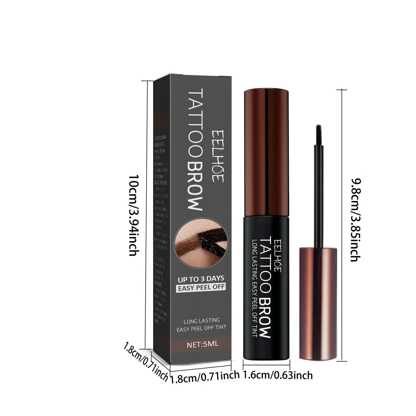 Luniva Care USA at home eyebrow tattoo kit with long lasting easy peel off tint in black