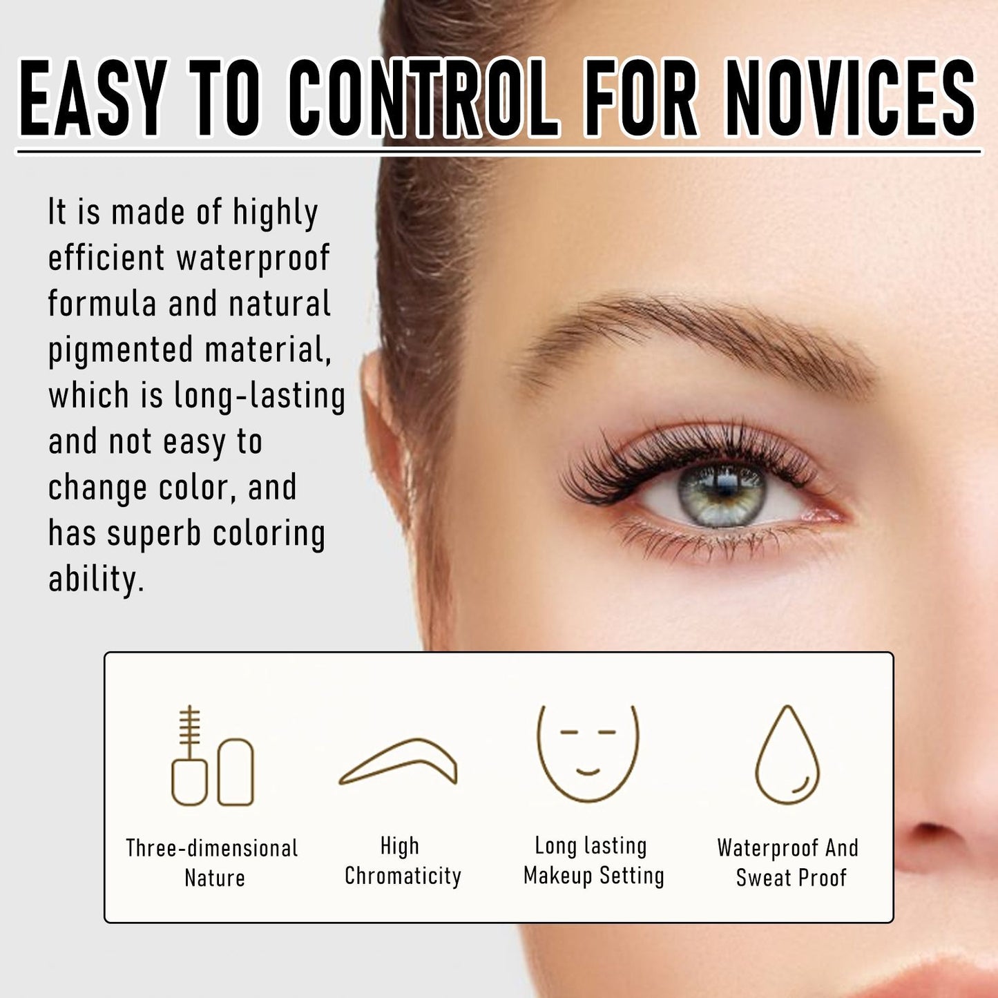 LUNIVA CARE USA at home eyebrow tattoo kit showing waterproof and long-lasting eyebrow tint for novices