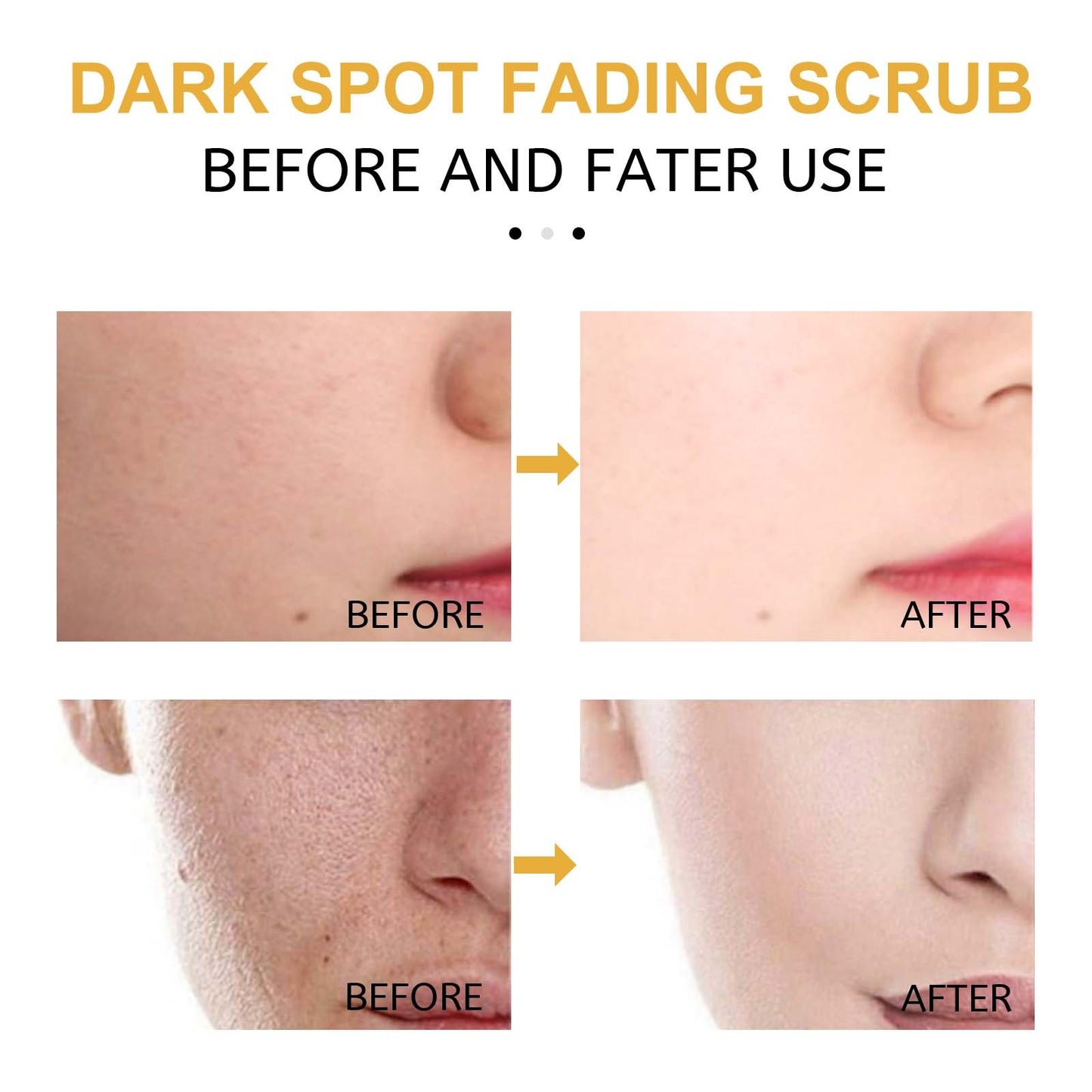 LUNIVA CARE USA dark spot fading scrub before and after images showing best skincare scrub for radiant complexion results